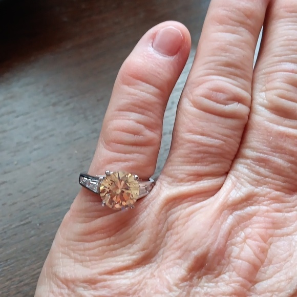 FAS 925 Silver Champagne Crystal Ring - Picture 12 of 12